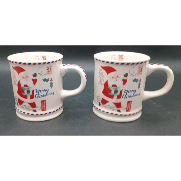 Sur La Table Santa Claus Post Card Mugs Child Hot Chocolate Espresso 8 Oz - Picture 3 of 8